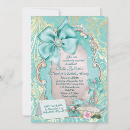 Aqua & Gold Princess Sweet 16 Einladung