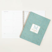 Aqua Gold Raindrop Moderne Trendy Monogram Planer (Anzeige)
