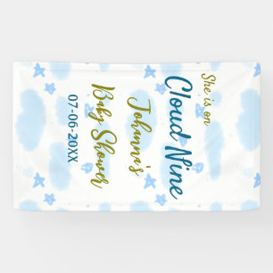 Aqua gold sie ist auf Wolke neun Baby Duschwolken Banner