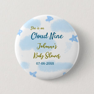Aqua gold sie ist auf Wolke neun Baby Duschwolken Button