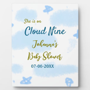 Aqua gold sie ist auf Wolke neun Baby Duschwolken Fotoplatte