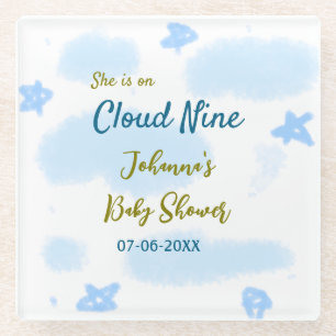 Aqua gold sie ist auf Wolke neun Baby Duschwolken Glasuntersetzer