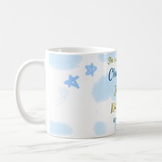 Aqua gold sie ist auf Wolke neun Baby Duschwolken Kaffeetasse (Links)