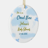 Aqua gold sie ist auf Wolke neun Baby Duschwolken Keramik Ornament (Rechts)
