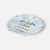 Aqua gold sie ist auf Wolke neun Baby Duschwolken Pappteller (Schrägansicht)