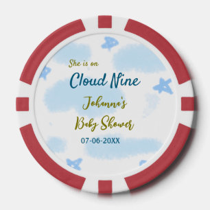 Aqua gold sie ist auf Wolke neun Baby Duschwolken Pokerchips