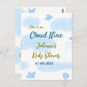 Aqua gold sie ist auf Wolke neun Baby Duschwolken Postkarte (Vorne/Hinten)