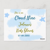 Aqua gold sie ist auf Wolke neun Baby Duschwolken Postkarte (Rückseite)