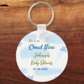 Aqua gold sie ist auf Wolke neun Baby Duschwolken Schlüsselanhänger (Vorderseite)