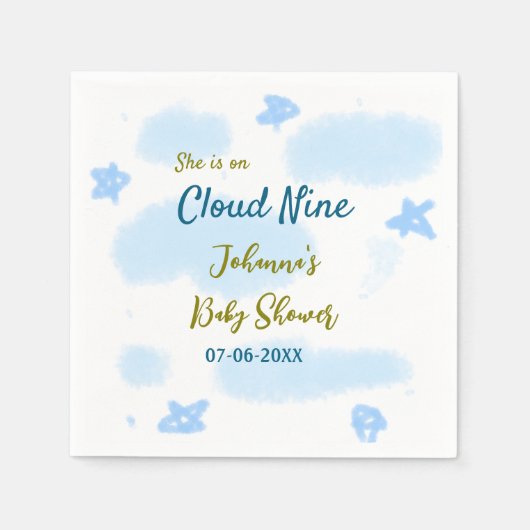 Aqua gold sie ist auf Wolke neun Baby Duschwolken Serviette (Vorderseite)