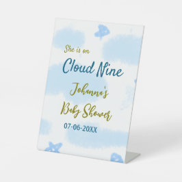 Aqua gold sie ist auf Wolke neun Baby Duschwolken Sockelschild