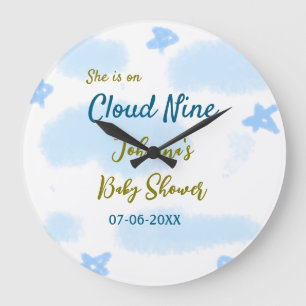 Aqua Gold Sie ist auf Wolke neun Baby Shower Wolke Große Wanduhr