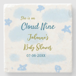 Aqua Gold Sie ist auf Wolke neun Baby Shower Wolke Steinuntersetzer
