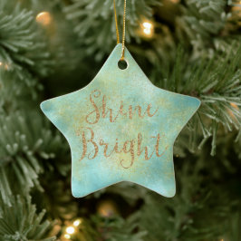 Aqua Gold Sparkle Glitzer Shine Bright Keramik Ornament