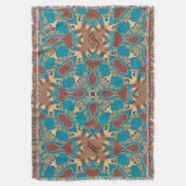 Aqua Gold Tribal Geometric Woven Throw Blanket Decke (Vorderseite Vertikal)