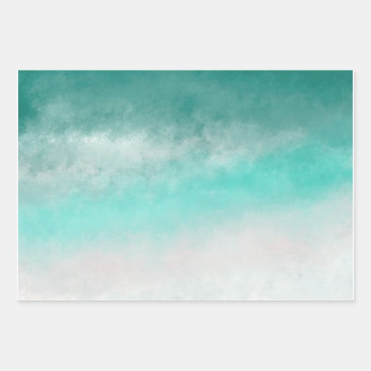 Aqua & Gold Trio Geschenkpapier Set (Vorderseite 2)