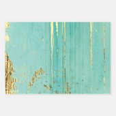 Aqua & Gold Trio Geschenkpapier Set (Vorderseite)