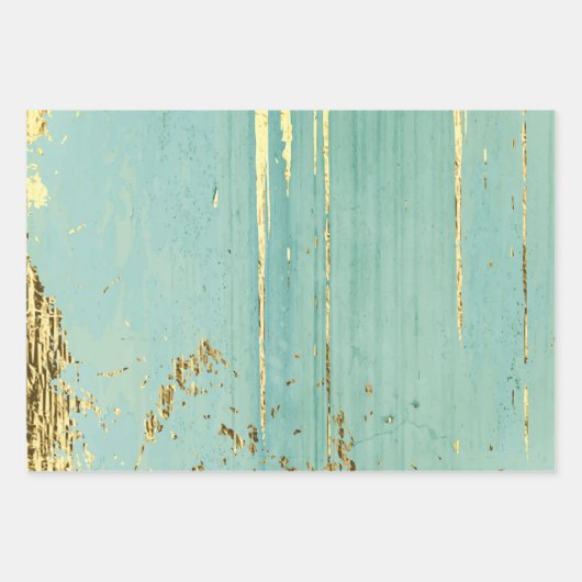 Aqua & Gold Trio Geschenkpapier Set (Vorderseite)