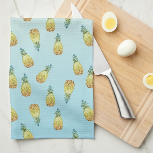 Aqua Gold tropische Aquarellkiefer Geschirrtuch (Viertel Falte)