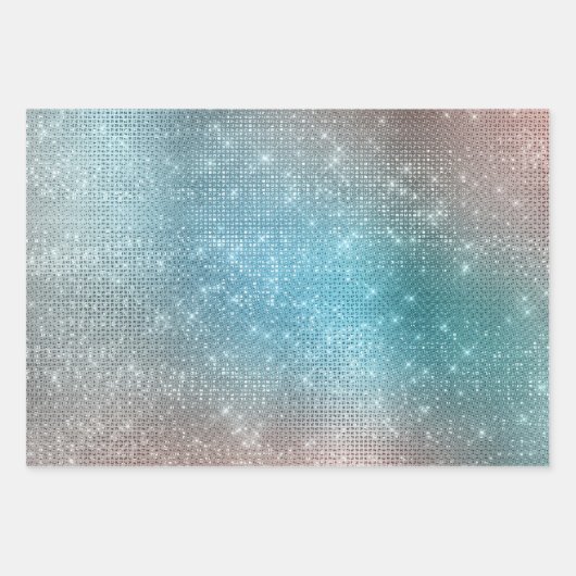 Aqua Gold Unicorn Sparkle Geschenkpapier Set (Vorderseite)