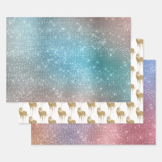 Aqua Gold Unicorn Sparkle Geschenkpapier Set (Set)