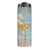Aqua Gold Unicorn Sparkle Thermosbecher (Vorderseite)