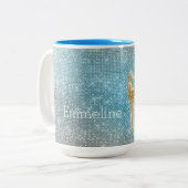 Aqua Gold Unicorn Sparkle Zweifarbige Tasse (Vorderseite Links)
