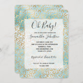Aqua Gold White Leopard Print Einladung (Vorne/Hinten)