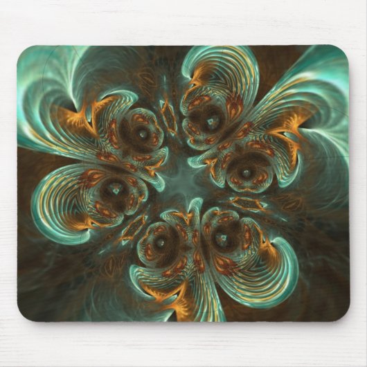 Aqua Gold Wirbel Fraktal Art Mousepad (Vorne)