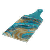 Aqua & Gold Wirbel Waves Cutting Board Schneidebrett (Ecke)