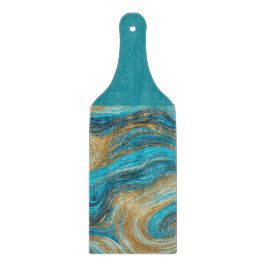 Aqua & Gold Wirbel Waves Cutting Board Schneidebrett