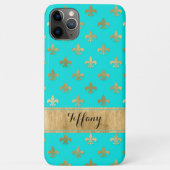Aqua, Goldfleur-de-lis Case-Mate iPhone Hülle (Rückseite)