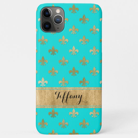 Aqua, Goldfleur-de-lis Case-Mate iPhone Hülle (Rückseite)