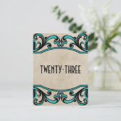 Aqua Gothic Wirbel Tischnummer Postkarte (Stehend Vorderseite)