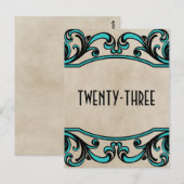 Aqua Gothic Wirbel Tischnummer Postkarte (Vorne/Hinten)