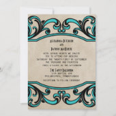 Aqua Gothic Wirbel Wedding Invite Einladung (Vorderseite)