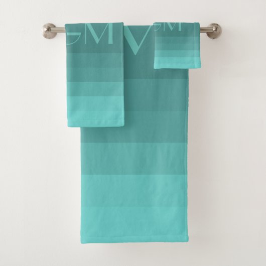 Aqua-Gradation-Riesenmonogramm Badhandtuch Set (Insitu)