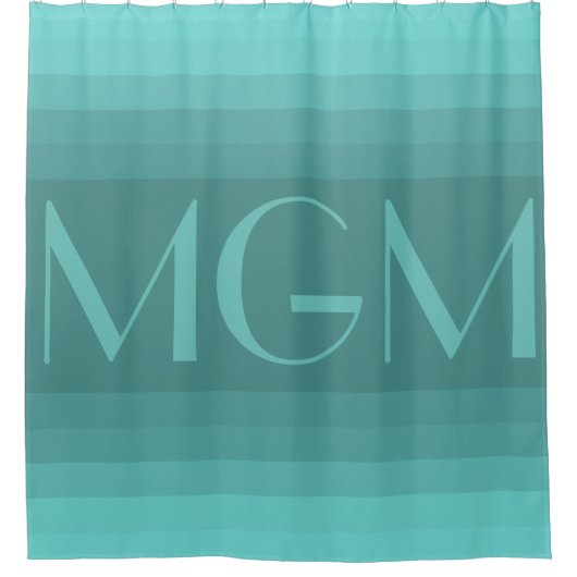 Aqua-Gradation-Riesenmonogramm Duschvorhang (Vorderseite)