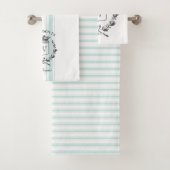 Aqua Grain Sack Custom Familienwappen Handtuch Set (Insitu)