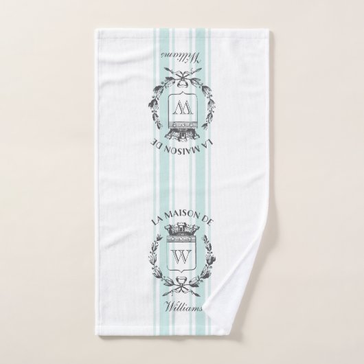 Aqua Grain Sack Custom Familienwappen Handtuch Set (Handtuch)