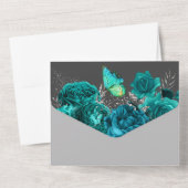 Aqua grau Rose elegantes Schmetterlingsplaster Bu All In One Einladung (Rückseite)