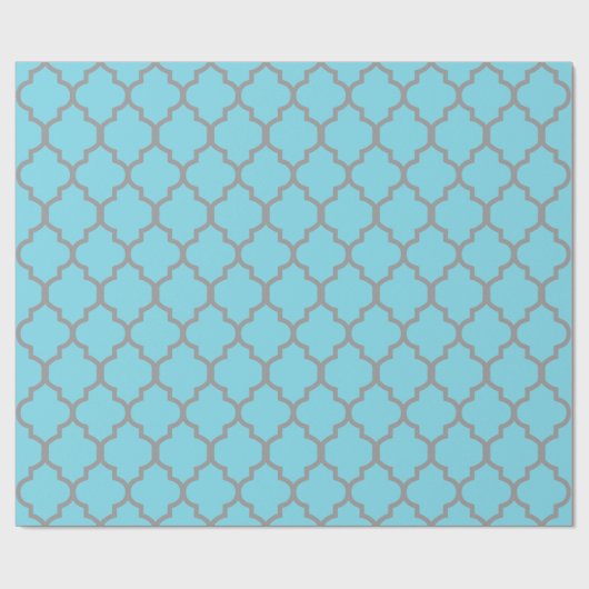 Aqua graues Quatrefoil fertigen Hintergrund-Farbe Geschenkpapier (Flach)