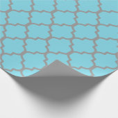 Aqua graues Quatrefoil fertigen Hintergrund-Farbe Geschenkpapier (Ecke)