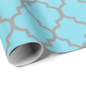 Aqua graues Quatrefoil fertigen Hintergrund-Farbe Geschenkpapier (Rolleneckpunkt)