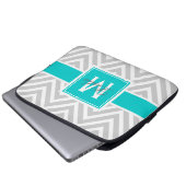 AQUA, GRAUES ZICKZACK MUSTER PERSONALISIERT LAPTOPSCHUTZHÜLLE (Vorne Knopf)