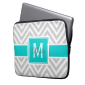 AQUA, GRAUES ZICKZACK MUSTER PERSONALISIERT LAPTOPSCHUTZHÜLLE (Vorderseite Links)