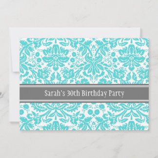 Aqua Gray 30. Geburtstags-Party Einladung