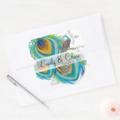 Aqua Gray 3 Peacock Feathers Wedding Sticker (Umschlag)