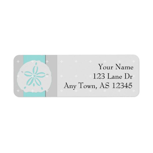 Aqua Gray Band Starfish Sand Dollar Rücksendeadres (Vorne)
