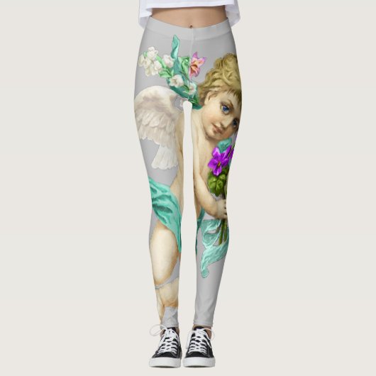 Aqua Gray Cherub Angel Leggings (Vorderseite)